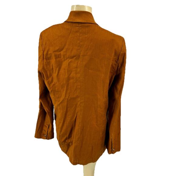 Evereve L Women Alexa Double Breasted Linen Blazer Unlined Padded Shoulder Z26 - Picture 3 of 11